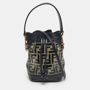 Fendi Black/clear Ff Pvc And Leather Mini Mon Tresor Drawstring Bucket Bag